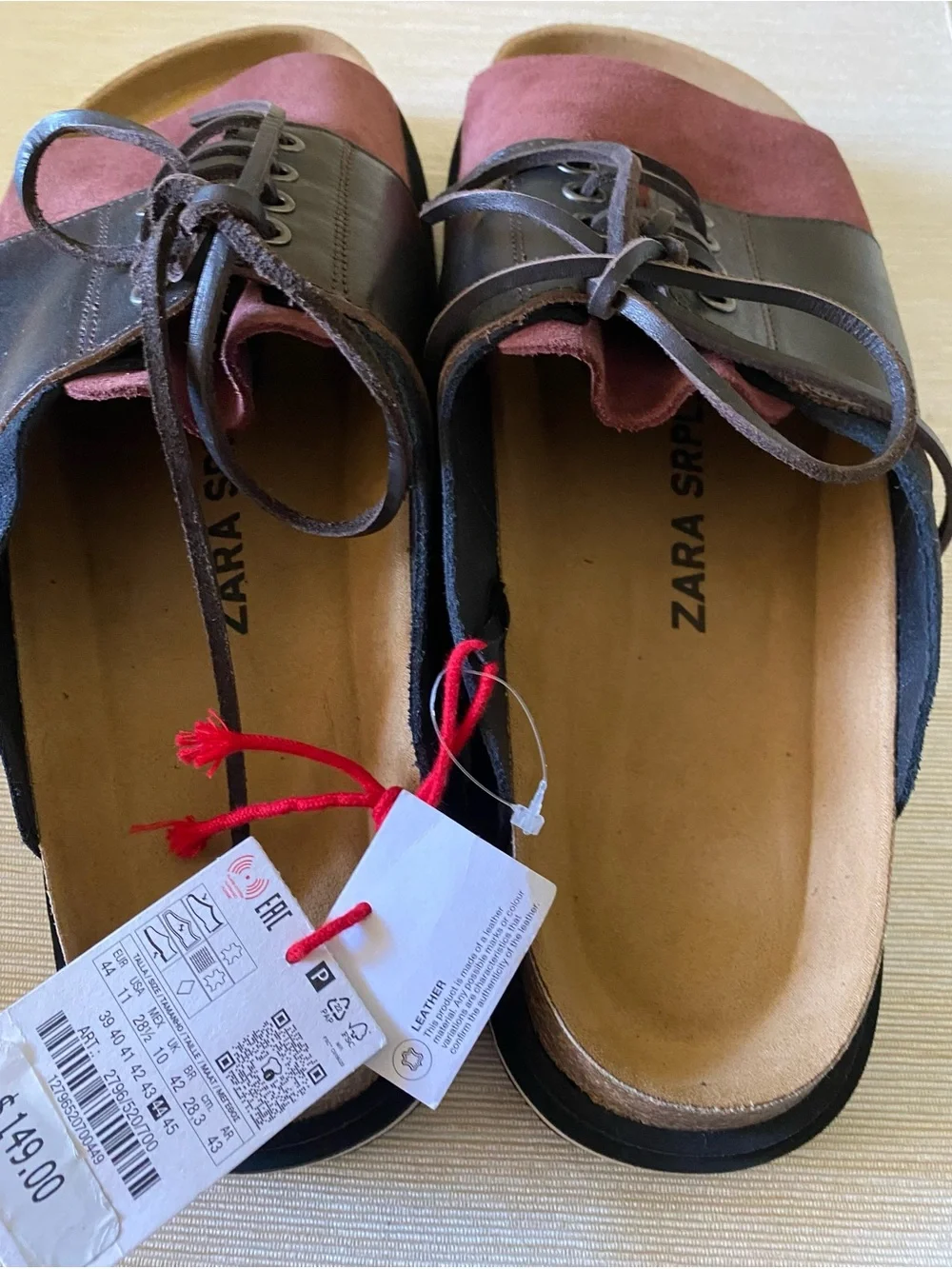 Zara Men's Two-Tone Leather Lace-Up Slide Sandals - Picture 5 of 8